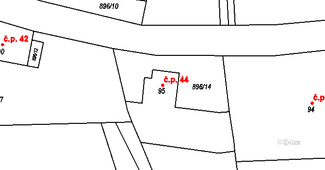 Lhota u Chroustovic 44, Chroustovice na parcele st. 95 v KÚ Lhota u Chroustovic, Katastrální mapa