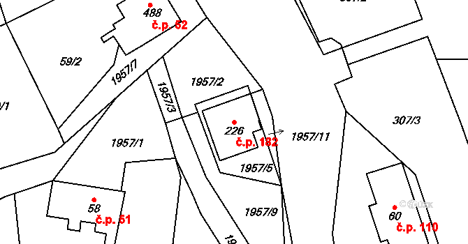 Dolní Libchavy 182, Libchavy na parcele st. 226 v KÚ Dolní Libchavy, Katastrální mapa