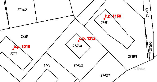 Horní Suchá 1252 na parcele st. 2743/3 v KÚ Horní Suchá, Katastrální mapa