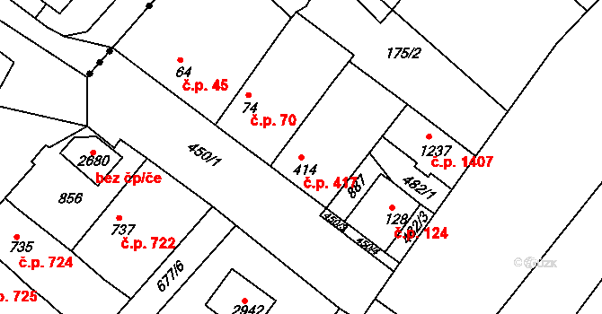 Neratovice 417 na parcele st. 414 v KÚ Neratovice, Katastrální mapa