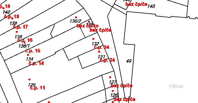 Broumov 24 na parcele st. 131 v KÚ Broumov, Katastrální mapa