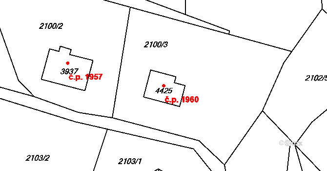Frenštát pod Radhoštěm 1960 na parcele st. 4425 v KÚ Frenštát pod Radhoštěm, Katastrální mapa