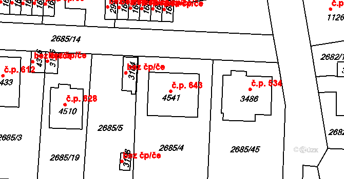 Bezděkovské Předměstí 643, Domažlice na parcele st. 4541 v KÚ Domažlice, Katastrální mapa