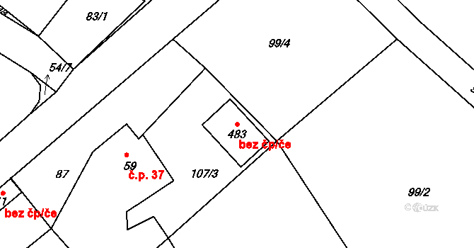Pocinovice 91506140 na parcele st. 483 v KÚ Pocinovice, Katastrální mapa