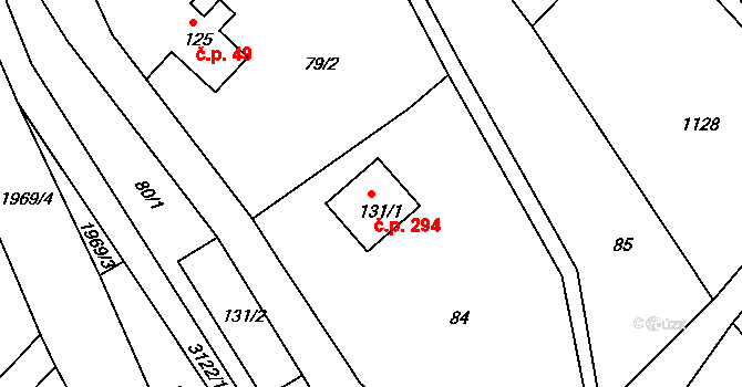 Heřmanice v Podještědí 294, Jablonné v Podještědí na parcele st. 131/1 v KÚ Heřmanice v Podještědí, Katastrální mapa