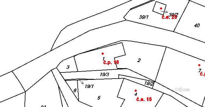 Rýdeč 16, Malečov na parcele st. 1 v KÚ Rýdeč, Katastrální mapa