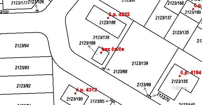 Mělník 96077140 na parcele st. 2123/189 v KÚ Mělník, Katastrální mapa