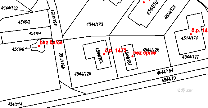 Hustopeče 1473 na parcele st. 4544/202 v KÚ Hustopeče u Brna, Katastrální mapa