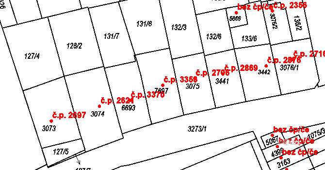 Kroměříž 3353 na parcele st. 7697 v KÚ Kroměříž, Katastrální mapa