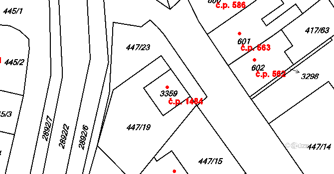 Bystřice pod Hostýnem 1484 na parcele st. 3359 v KÚ Bystřice pod Hostýnem, Katastrální mapa
