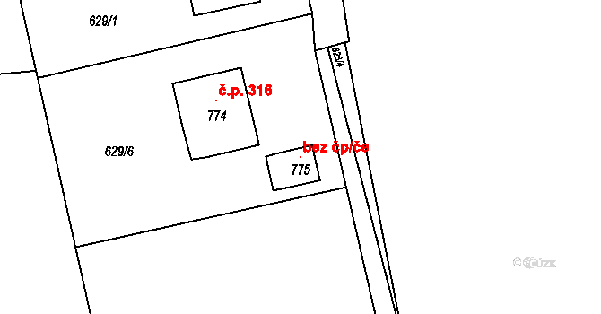Soběšovice 103669141 na parcele st. 775 v KÚ Horní Soběšovice, Katastrální mapa