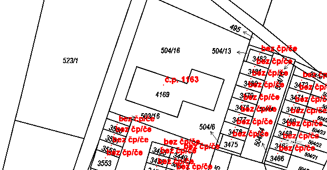 Horní Předměstí 1163, Polička na parcele st. 4169 v KÚ Polička, Katastrální mapa