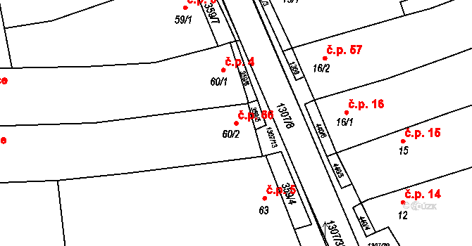 Plenkovice 66 na parcele st. 60/2 v KÚ Plenkovice, Katastrální mapa