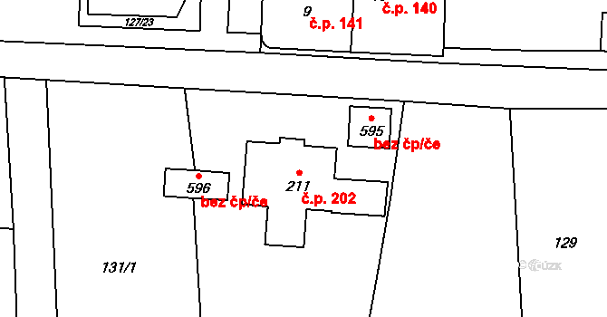 Vranov nad Dyjí 202 na parcele st. 211 v KÚ Vranov nad Dyjí, Katastrální mapa