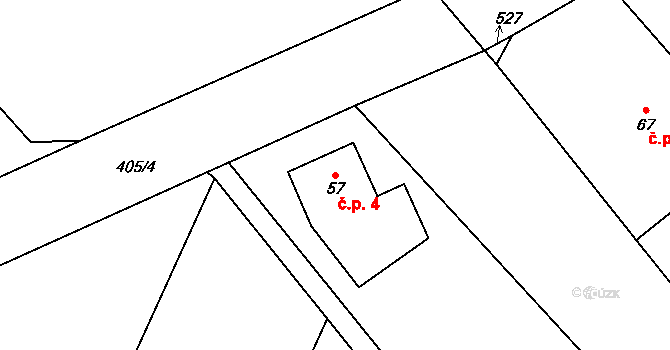 Tupec 4, Veselíčko na parcele st. 57 v KÚ Tupec, Katastrální mapa