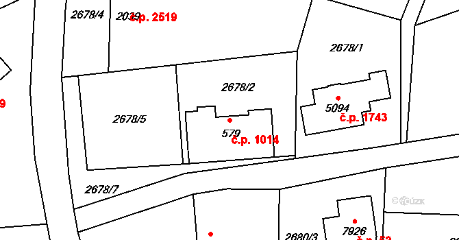 Zlín 1014 na parcele st. 579 v KÚ Zlín, Katastrální mapa