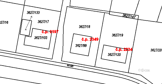 Velké Meziříčí 2349 na parcele st. 3627/99 v KÚ Velké Meziříčí, Katastrální mapa