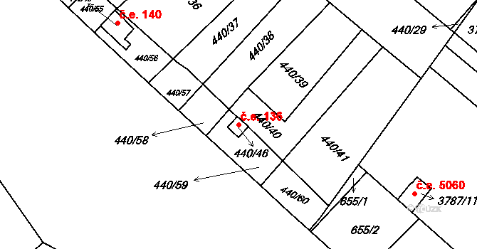 Pístov 136, Jihlava na parcele st. 440/46 v KÚ Pístov u Jihlavy, Katastrální mapa