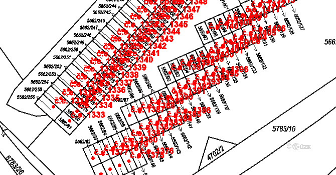 Jihlava 1392 na parcele st. 5662/141 v KÚ Jihlava, Katastrální mapa