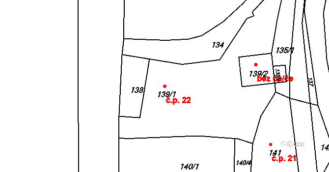 Valteřice 22, Žandov na parcele st. 139/1 v KÚ Valteřice u Žandova, Katastrální mapa