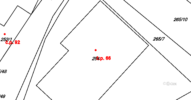 Nesvačilka 66 na parcele st. 254 v KÚ Nesvačilka, Katastrální mapa