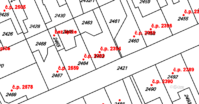 Kladno 2394 na parcele st. 2462 v KÚ Kladno, Katastrální mapa