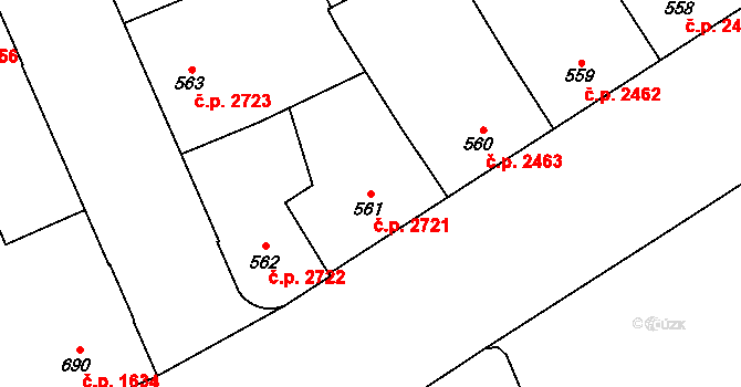Kladno 2721 na parcele st. 561 v KÚ Kladno, Katastrální mapa