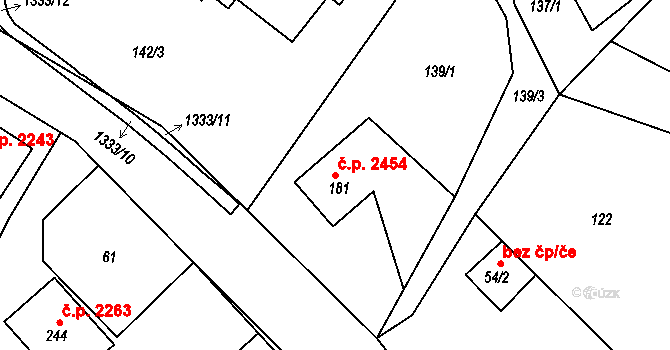Šumperk 2454 na parcele st. 181 v KÚ Horní Temenice, Katastrální mapa