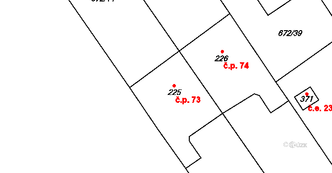 Žernovka 73, Mukařov na parcele st. 225 v KÚ Žernovka, Katastrální mapa