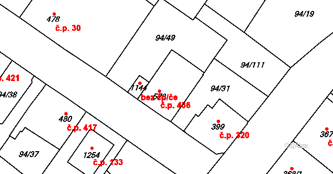 Košťany 436 na parcele st. 573 v KÚ Košťany, Katastrální mapa