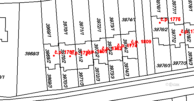 Tachov 1762 na parcele st. 3972/2 v KÚ Tachov, Katastrální mapa