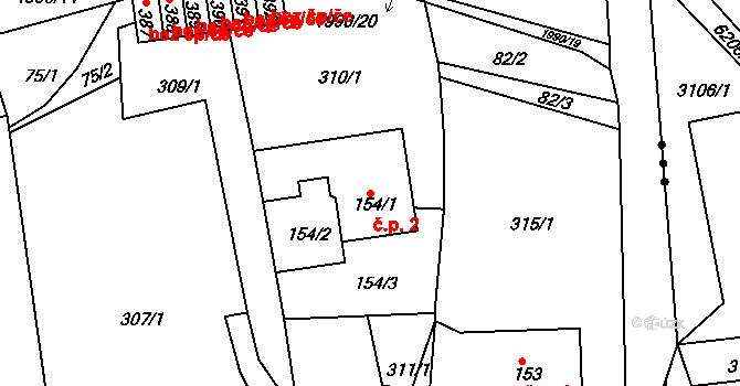 Kamenec u Poličky 2 na parcele st. 154/1 v KÚ Kamenec u Poličky, Katastrální mapa