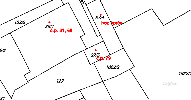 Hraničné Petrovice 79 na parcele st. 37/5 v KÚ Hraničné Petrovice, Katastrální mapa