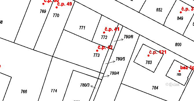 Mimoň V 42, Mimoň na parcele st. 773 v KÚ Mimoň, Katastrální mapa