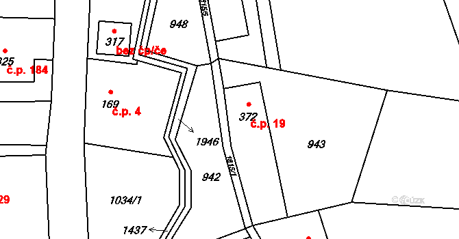 Juliovka 19, Krompach na parcele st. 372 v KÚ Krompach, Katastrální mapa
