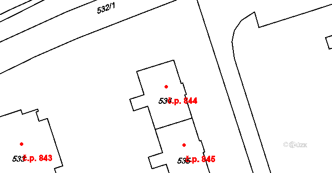 Lutyně 844, Orlová na parcele st. 534 v KÚ Horní Lutyně, Katastrální mapa