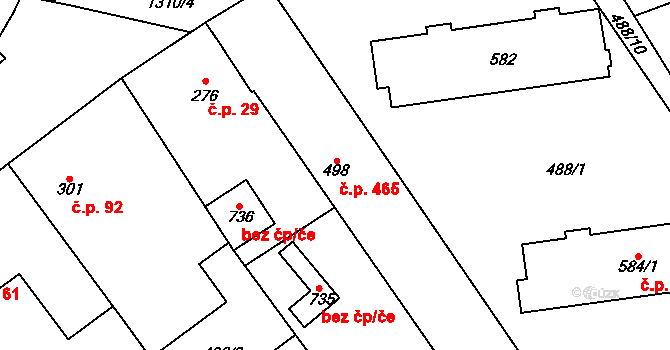 Kopidlno 465 na parcele st. 498 v KÚ Kopidlno, Katastrální mapa