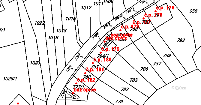 Střekov 179, Ústí nad Labem na parcele st. 784/1 v KÚ Střekov, Katastrální mapa