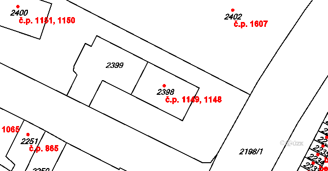 Střekov 1148,1149, Ústí nad Labem na parcele st. 2399 v KÚ Střekov, Katastrální mapa