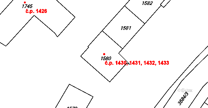 Lysá nad Labem 1430,1431,1432,1433 na parcele st. 1580 v KÚ Lysá nad Labem, Katastrální mapa