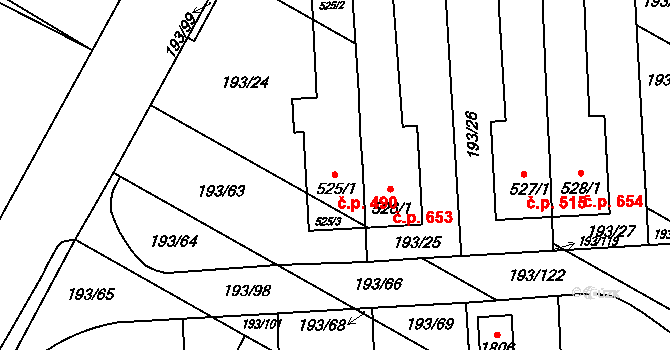 Náměšť nad Oslavou 490 na parcele st. 525/1 v KÚ Náměšť nad Oslavou, Katastrální mapa