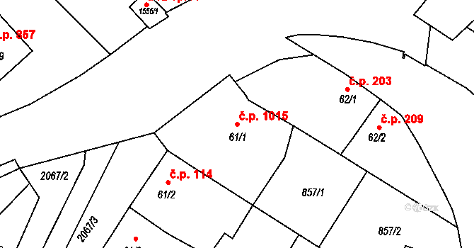Mařatice 1015, Uherské Hradiště na parcele st. 61/1 v KÚ Mařatice, Katastrální mapa