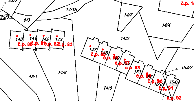 Horská Kamenice 85, Železný Brod na parcele st. 147 v KÚ Horská Kamenice, Katastrální mapa