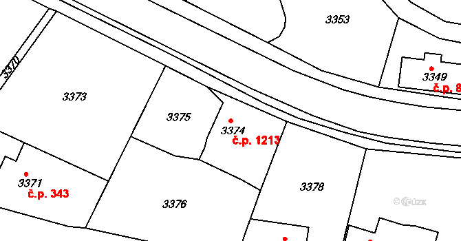 Smržovka 1213 na parcele st. 3374 v KÚ Smržovka, Katastrální mapa