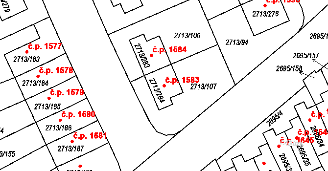 Pelhřimov 1583 na parcele st. 2713/284 v KÚ Pelhřimov, Katastrální mapa