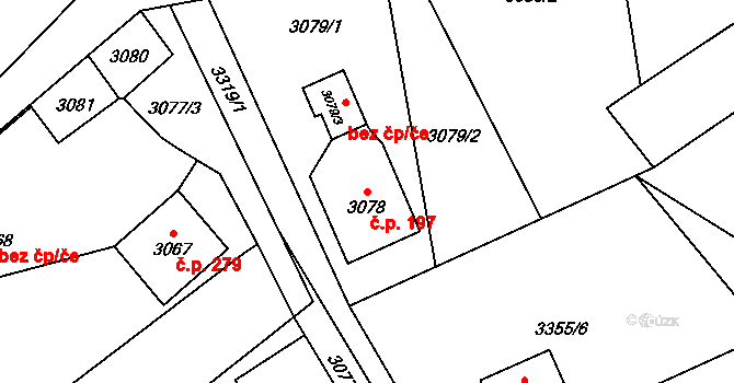 Jablunkov 197 na parcele st. 3078 v KÚ Jablunkov, Katastrální mapa