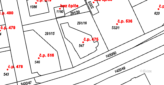 Blovice 475 na parcele st. 547 v KÚ Blovice, Katastrální mapa