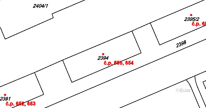 Chodov 654,655 na parcele st. 2394 v KÚ Dolní Chodov, Katastrální mapa