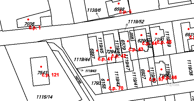 Podchlumí 41, Mladá Boleslav na parcele st. 6897 v KÚ Mladá Boleslav, Katastrální mapa