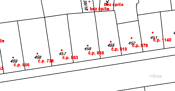Žižkov 895, Praha na parcele st. 456 v KÚ Žižkov, Katastrální mapa